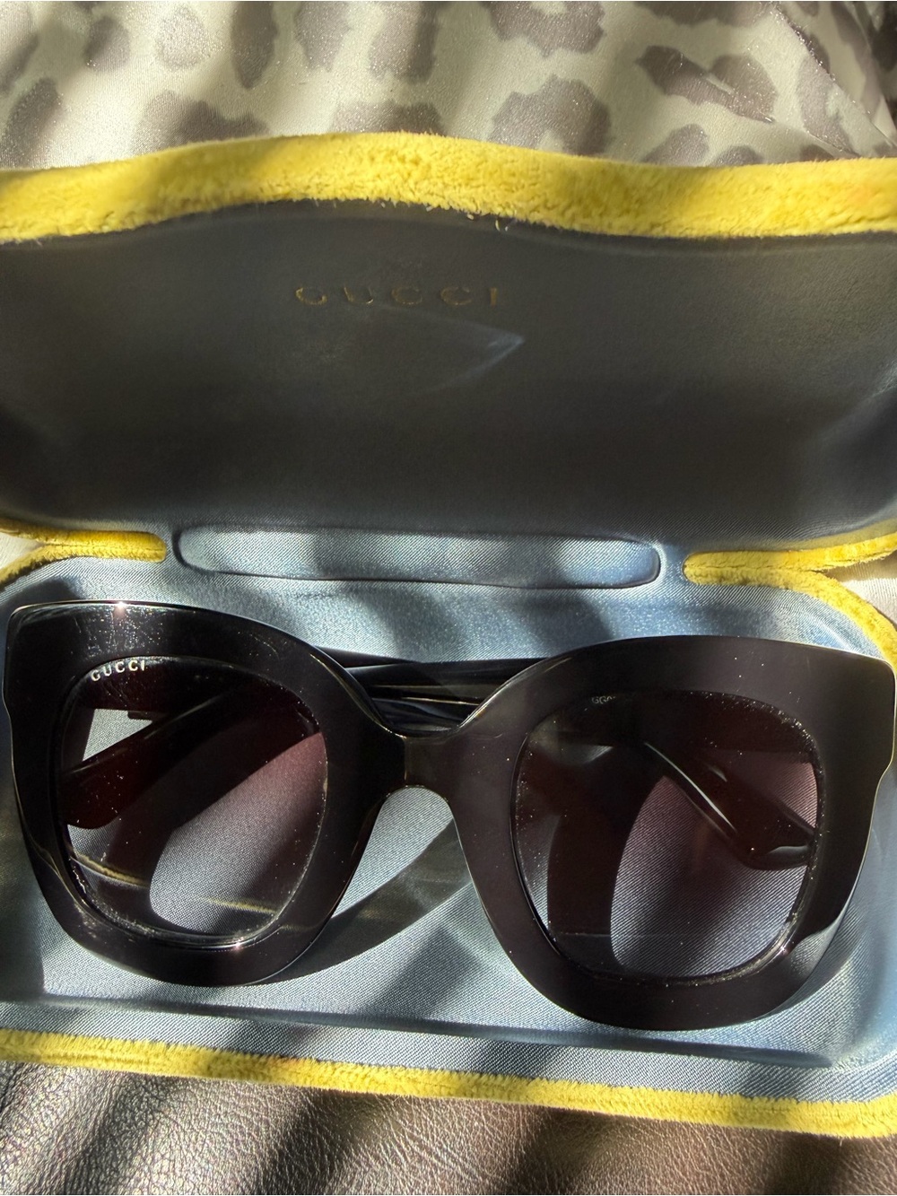 Gucci Black Gloss Oversized Square Sunglasses